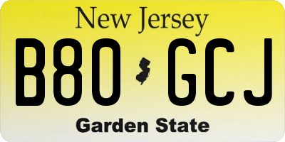 NJ license plate B80GCJ