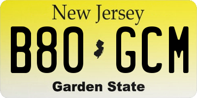 NJ license plate B80GCM