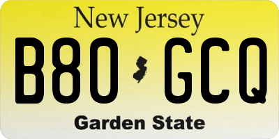 NJ license plate B80GCQ