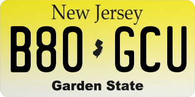NJ license plate B80GCU