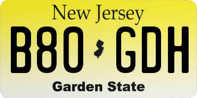 NJ license plate B80GDH