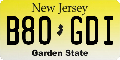 NJ license plate B80GDI