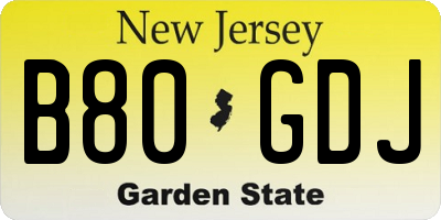 NJ license plate B80GDJ