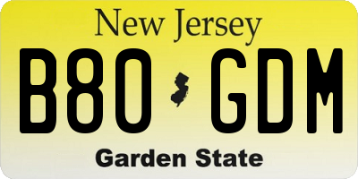 NJ license plate B80GDM