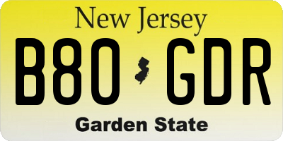 NJ license plate B80GDR