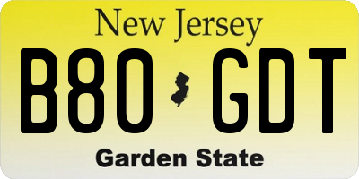 NJ license plate B80GDT