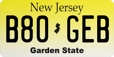 NJ license plate B80GEB