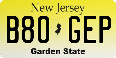 NJ license plate B80GEP
