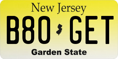 NJ license plate B80GET