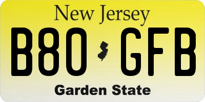 NJ license plate B80GFB
