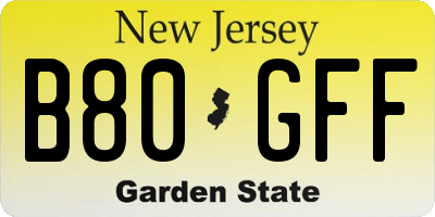 NJ license plate B80GFF