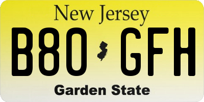 NJ license plate B80GFH