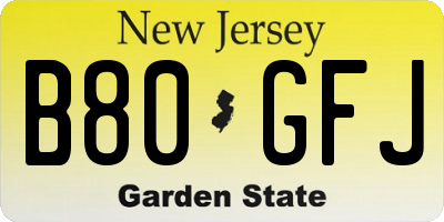 NJ license plate B80GFJ