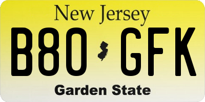 NJ license plate B80GFK