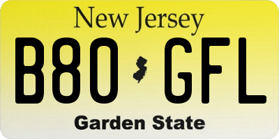 NJ license plate B80GFL