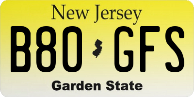 NJ license plate B80GFS
