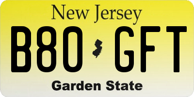 NJ license plate B80GFT