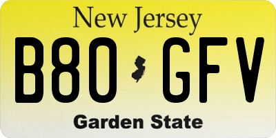 NJ license plate B80GFV