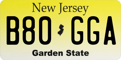 NJ license plate B80GGA