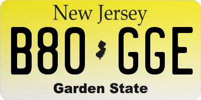 NJ license plate B80GGE