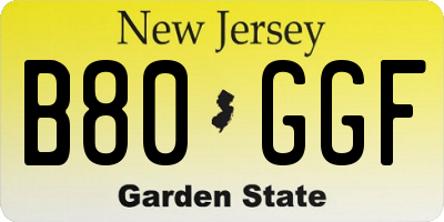 NJ license plate B80GGF