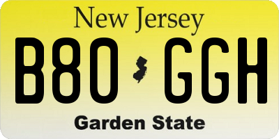 NJ license plate B80GGH