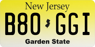 NJ license plate B80GGI