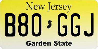 NJ license plate B80GGJ