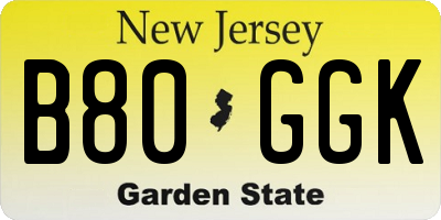 NJ license plate B80GGK