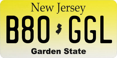 NJ license plate B80GGL