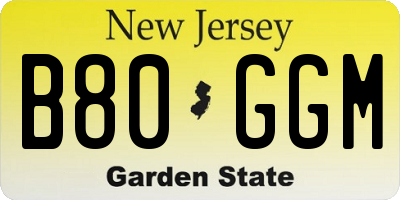 NJ license plate B80GGM