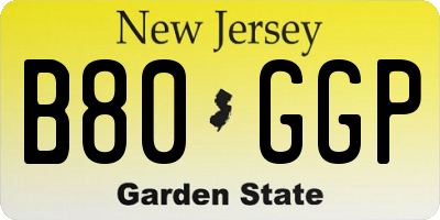 NJ license plate B80GGP