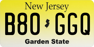 NJ license plate B80GGQ