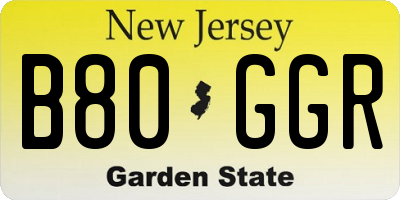 NJ license plate B80GGR