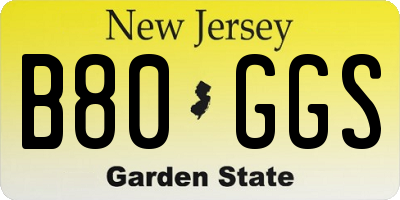 NJ license plate B80GGS