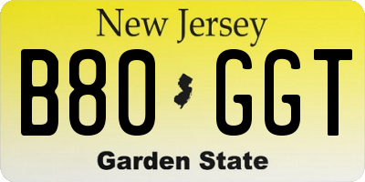 NJ license plate B80GGT