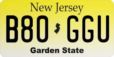 NJ license plate B80GGU