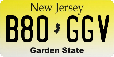 NJ license plate B80GGV