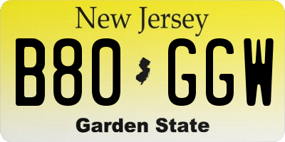 NJ license plate B80GGW