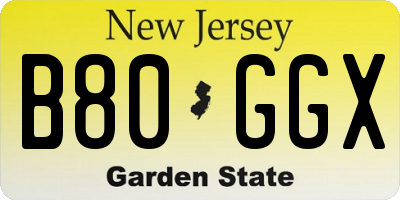 NJ license plate B80GGX