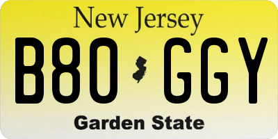 NJ license plate B80GGY