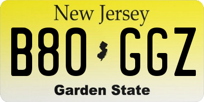 NJ license plate B80GGZ