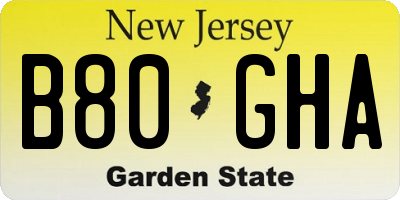 NJ license plate B80GHA