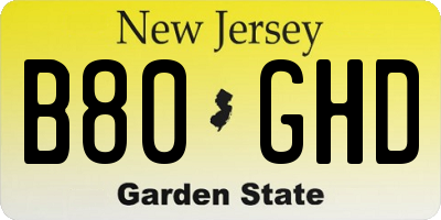 NJ license plate B80GHD