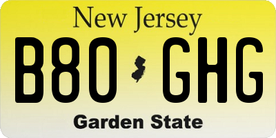 NJ license plate B80GHG
