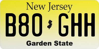 NJ license plate B80GHH