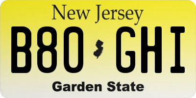 NJ license plate B80GHI