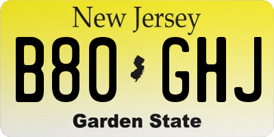 NJ license plate B80GHJ