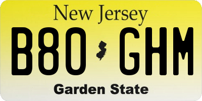 NJ license plate B80GHM