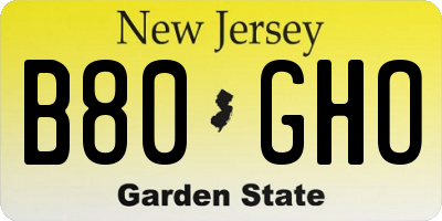 NJ license plate B80GHO